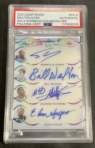 2021 Leaf Pearl O’Neal/Walton/Mutombo/Hayes Signature 4-Rainbow PSA AUTHENTIC - Picture 1 of 2