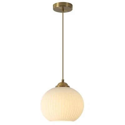 Colgante de Lujo Oro Cepillado Mate Luz Vidrio Acanalado Cocina Pasillo Comedor  Foto 1 de 3