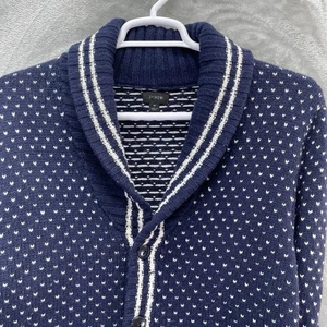 J. Crew Pullover Herren Medium Navy Schalkragen Cardigan Birdseye Fair Muster - Bild 1 von 14