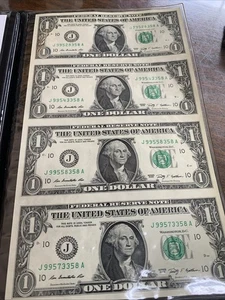 World Reserve Monetary Exchange Uncut Sheet 2009 $1 US Dollar Bills  & COA - Picture 1 of 4