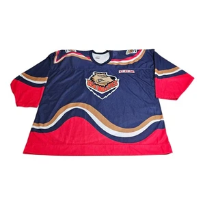 Camiseta deportiva de hockey vintage CCM Mississippi Sea Wolves para hombre XXL azul marino roja tejida al aire ECHL - Imagen 1 de 13