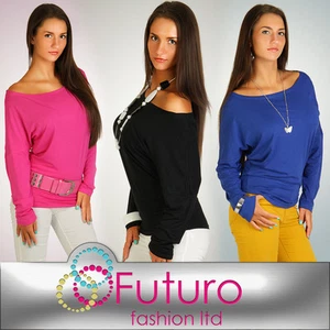 Túnica para mujer estilo BAT ala de murciélago abierta hombro nuevo Reino Unido tallas 8 - 18 ft965 - Imagen 1 de 12