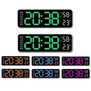 Voice Control Large Digital Wall Clock Temperature Date Week Table Alarm 12/24H - Picture 1 of 25