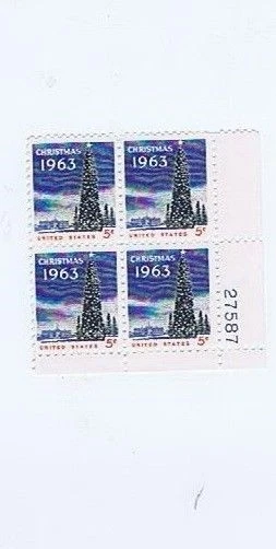 Christmas 1963 block of 5 cent stamps, 27587 - Image 1 of 1