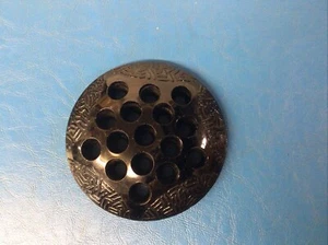 VINTAGE BLACK AMETHYST GLASS 16 HOLE FLOWER FROG  4 3/8" - Picture 1 of 7