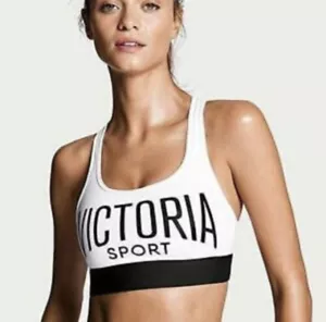 Juego de 2 sujetadores deportivos Victoria's Secret The Player talla S blanco azul espalda cruzada - Imagen 1 de 11