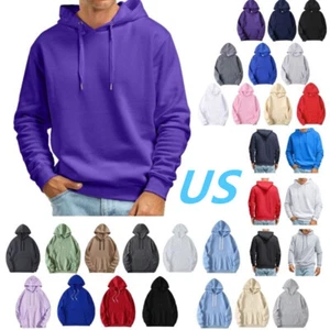 Herren Einfarbig Kapuzen Sweatshirts Freizeit Langarm Kordelzug Pullover Tops - Bild 1 von 130