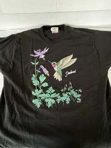 VTG 1990 Hummingbird Size XL Single Stitch USA Made FOTL Black T Deadwood - Picture 1 of 7