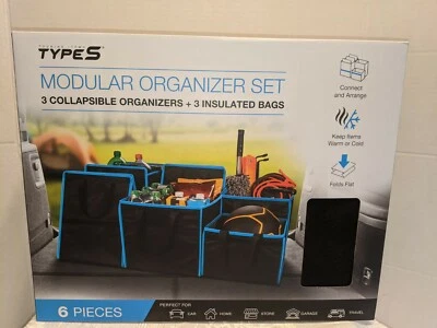 Modular Organizer 6 Pc Set - 3 Collapsible Organizers And 3 Insulated Bags  - Image 1 of 4
