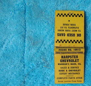 Vintage Harpster Chevrolet Buick Warriors Mark Pa Dealership Matchbook OK USED - Picture 1 of 7