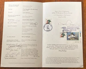 US 2 Ceremony Programs 1994 Federal Duck $15 One Autographed Migratory Bird Gems - Picture 1 of 9