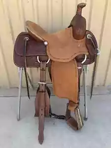 Set completo sella per cavalli in pelle con corda per albero di guado western. Misura - 10"-18" pollici - Foto 1 di 1