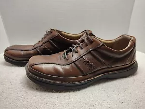 Clarks (79189) Mens Shoes SIZE 10.5M Brown Leather Loafer Lace-Ups - Picture 1 of 15