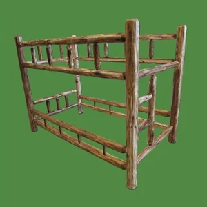 Log Bunk Bed~Twin/Twin~Torched Cedar | Solid Wood | Amish-Made| Free Shipping - Picture 1 of 2