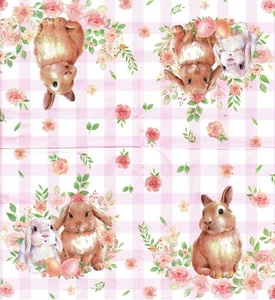 Serviettes en papier lapin lapins Pâques fleurs. Napkins rabbits Easter flowers - Imagen 1 de 1