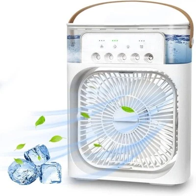 VENTILATORE PORTATILE PER USO DOMESTICO RAFFRESCATORE E UMIDIFICATORE LUCI 7 LED - Immagine 1 di 4