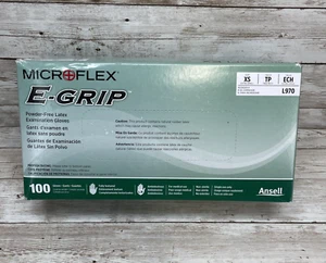 1 Box Microflex E-Grip L970 Powder-Free Latex Exam Gloves 100/Box Size: XSMALL - Picture 1 of 6