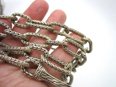 Precioso collar de cadena John Hardy de plata esterlina con eslabones ovalados de 98,2 gramos de 23 pulgadas Foto 1 de 4