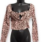 Urban Outfitters Daisy Street Pink Brown Medium Floral Long Sleeve Crop Top