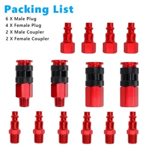 14X Quick Connect Air Hose Fittings 1/4"NPT High Flow Plug&Coupler Kit ARO/T/I/M - Picture 1 of 7