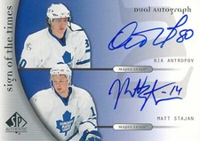 2005-06 SP Authentic SIGN OF THE TIMES DUAL #AS NIK ANTHROPOV / MATT STAJAN