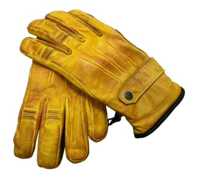 Mens Brown Vintage Old Classic Motorcycle Leather Gloves Chopper Bobber Riders - Image 1 of 2