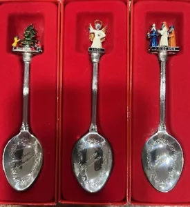 WAPW Navidad Plateado Vintage Cucharas Gran Bretaña Ángel, Reyes Magos, Árbol - Imagen 1 de 19
