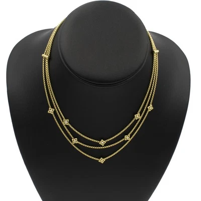 Collar estación David Yurman 18k 3 hilos 0,18 ctw diamantes 16 pulgadas #J177655-1 Foto 1 de 4