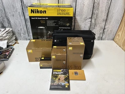 MINT Nikon D7100 24.1MP Digital DSLR Camera w 18-55mm 55-300mm Lenses 4K Shutter - Image 1 of 4