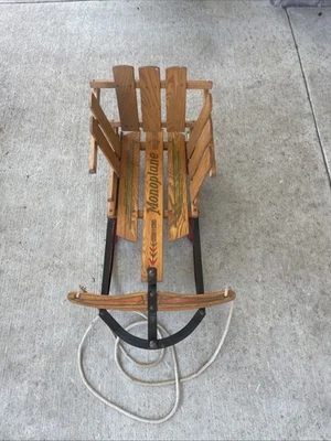 Vintage Monoplane 134 Sled W/ Back And Arm Rest Metal And Wood For Children 36” - Image 1 of 4