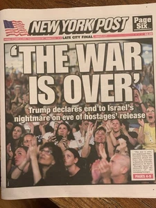 NEW YORK POST ZEITUNG DER KRIEG IST VORBEI YUK 13.10.25 - Bild 1 von 2