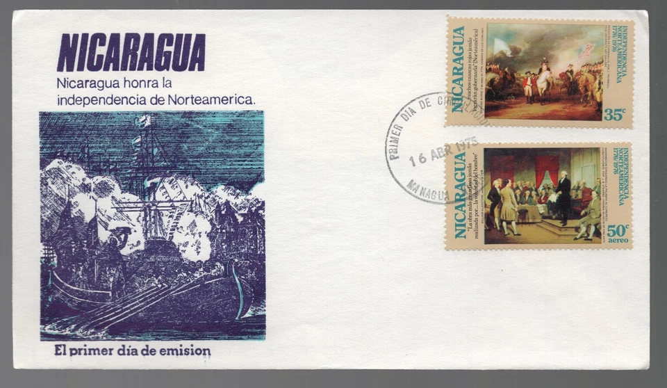1975 Nicaragua American Independence FDC. First Day Cover - Image 1 of 1