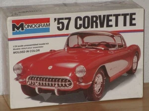 Monogram 57 Red Corvette Plastic Model Kit Car Molded in Color Scale 1:24 New - Picture 1 of 1