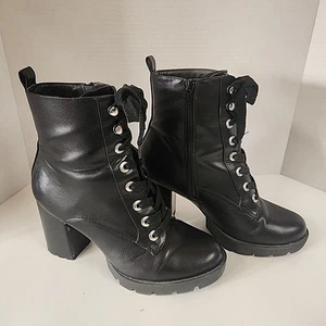 XOXO REGINA BOOTS Size 8.5m Beautiful Faux Black Leather - Picture 1 of 9