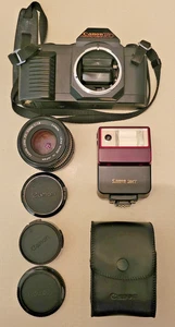 Canon T50 35mm Film Camera - Untested - FD 50mm Lens - 244T Flash - Picture 1 of 6