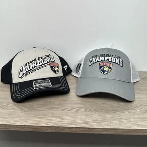 Menge 2 NEUE Florida Panthers Fanatics 2025 Stanley Cup Champions Druckknopflasche Hüte - Bild 1 von 11