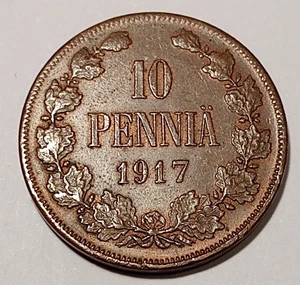 Finlandia *10 peniques * 1917*tipo II *Cobre *Kerensky *Estado 1++* - Imagen 1 de 2