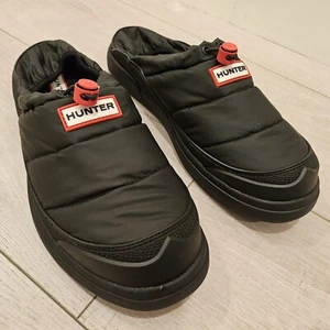 NEW HUNTER SiZE10 WOMEN INSULATED PADDED DRAWSTRING ADULT UNISEX SLIPPERS BLK - Picture 1 of 7