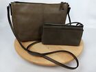 Green Faux Pebble Leather CrossBody Shoulder Bag With Wristlet Wallet