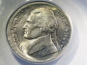 1989-P Jefferson Nickel - ANACS ms63 - almost quarter sized Broadstruck -5c 23.6 - Picture 1 of 7