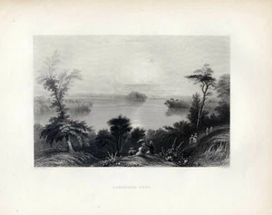 VIEW OF SAROTOGA LAKE; New York 1850, steel engraving - Picture 1 of 1
