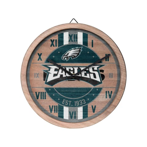 Philadelphia Eagles Logo Barrel Wall Clock Wooden - Man Cave Office Decor NEW Cover