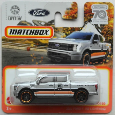 Matchbox 2022 Ford F-150 Lightning Pickup silbermetallic 70 Years Neu/OVP MBX 22 - Bild 1 von 4