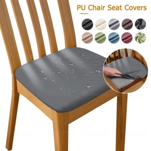 4x Dining Chair Seat Covers PU Leather Waterproof Stretch Wedding Slip Protector - Picture 1 of 72