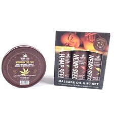 Earthly Body Hemp Seed Massage Oil Trio & 3-In-1 Massage Candle Gift Set
