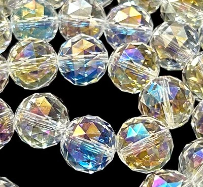 Cuentas sueltas redondas de cuarzo de cristal blanco facetado brillante de 16 mm 8 piezas Foto 1 de 4