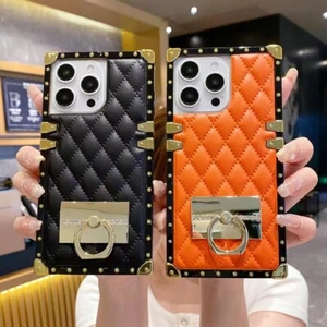 For Samsung 3D Luxury Diamond Sheepskin Leather + 360° Ring Bracket Case Cover - Photo 1 sur 15
