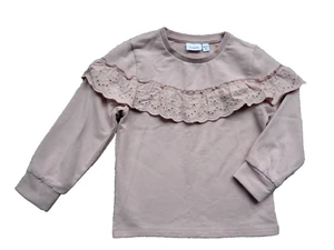 name it pale dusky pink long sleeve sweatshirt top lace ruffle Age 18-24m 92cm - Picture 1 of 5
