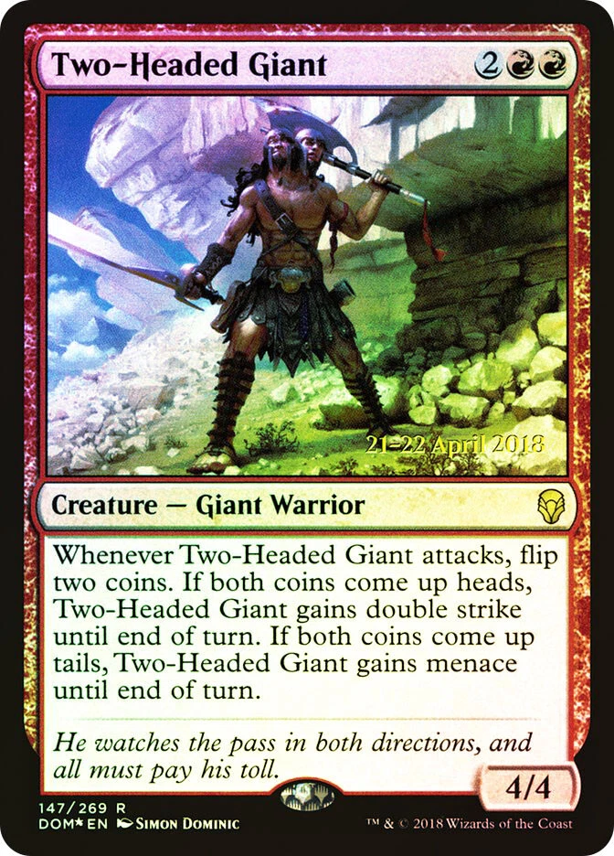 MTG FOIL Two-Headed Giant Prerelease Dominaria  - Promo: Date Stamped #147s - Image 1 of 1