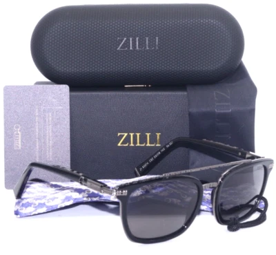 GAFAS DE SOL AUTÉNTICAS ZILLI ZI 65014 C02 NEGRAS PLATEADAS CON LENTES POLARIZADAS GRISES 55-18 Foto 1 de 4